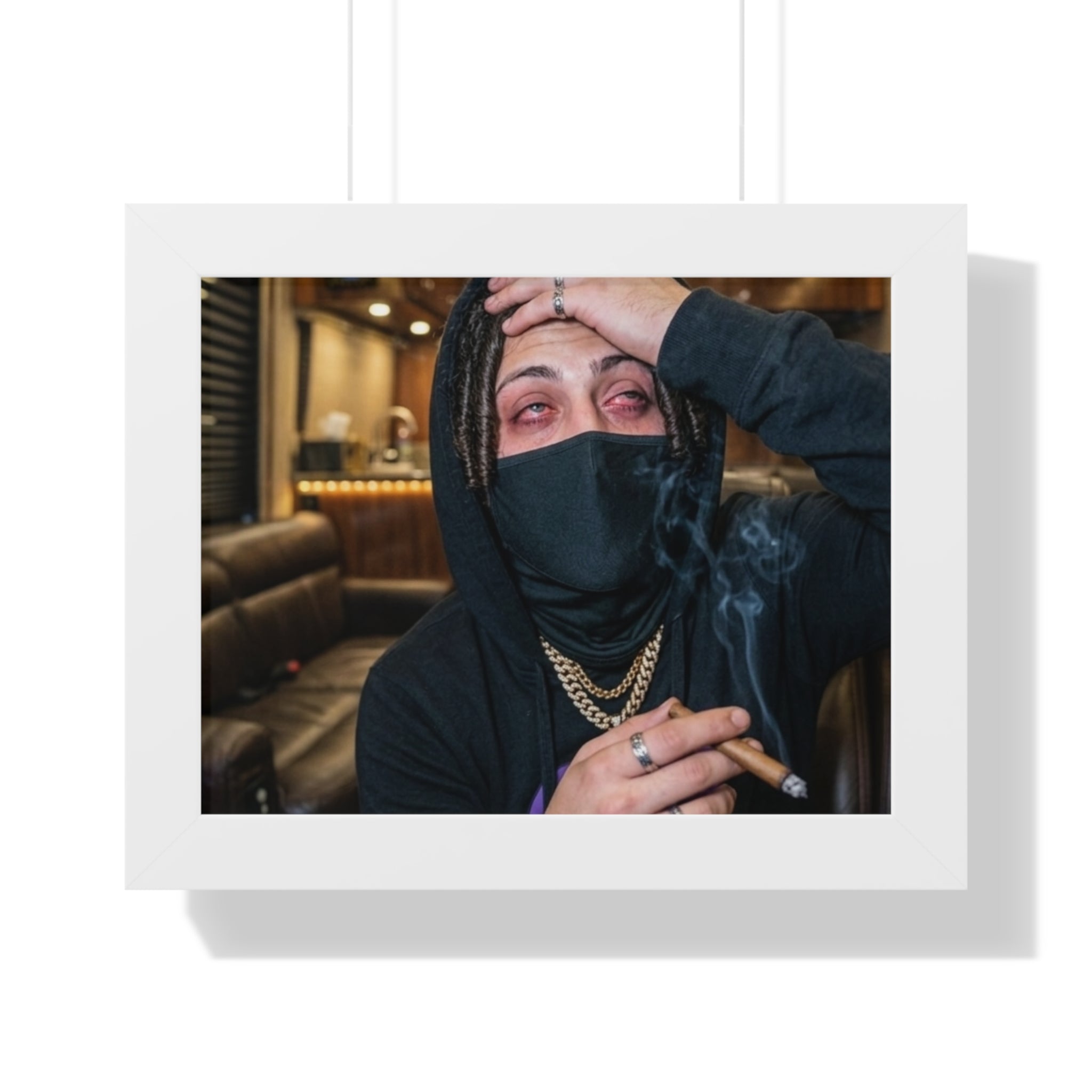 Framed Poster — Edgy Masked Rapper Portrait Wall Art