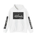 48Lonely Signature Hoodie — Graphic White Pullover with Sleeve Script