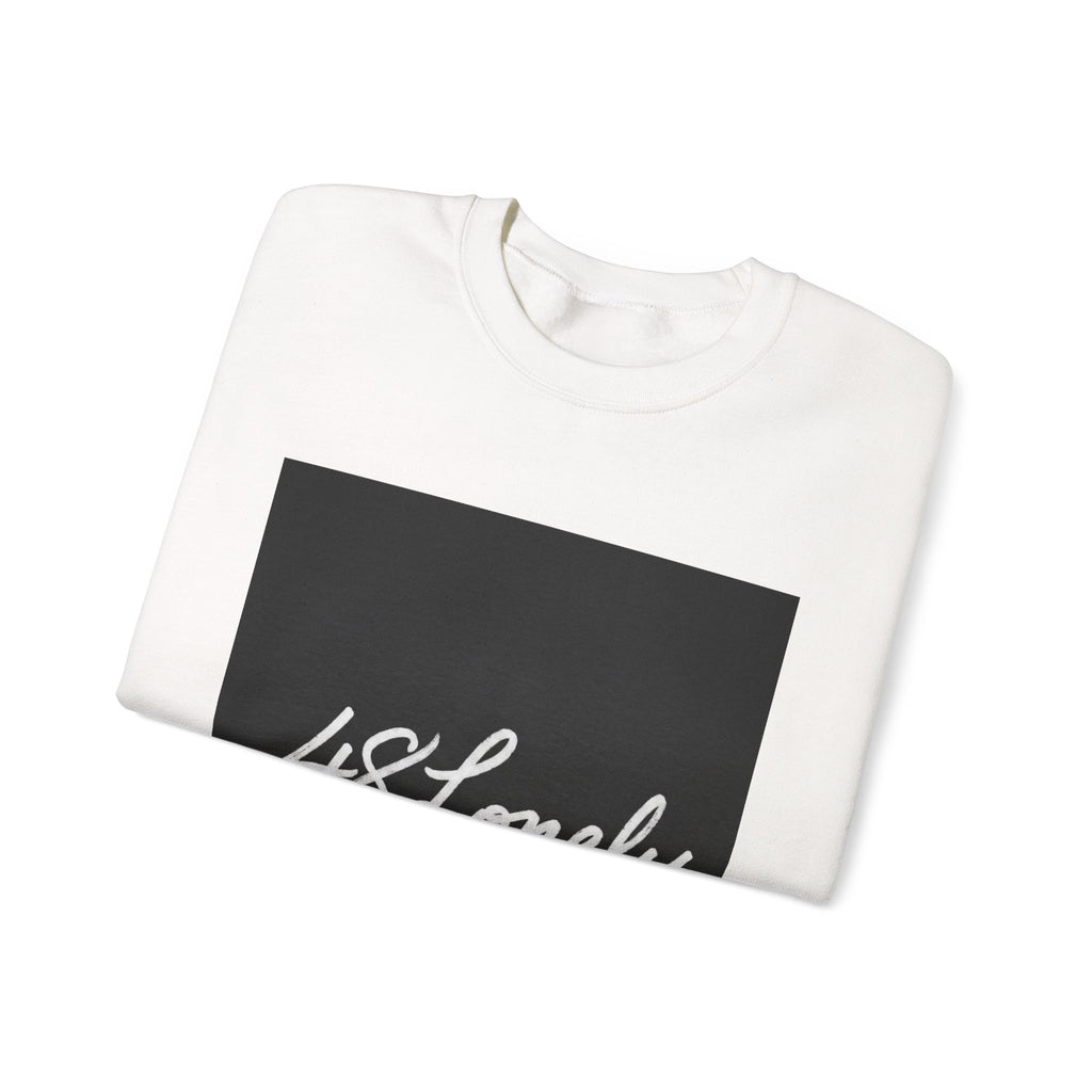 Crewneck Sweatshirt — Minimal '48Lonely' Script Graphic, Monochrome Casual Pullover