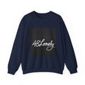 Crewneck Sweatshirt — Minimal '48Lonely' Script Graphic, Monochrome Casual Pullover