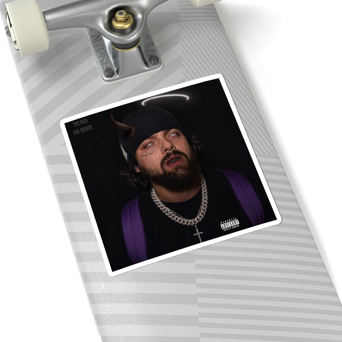 Dark Halo Portrait Sticker — Edgy Music Artist Kiss-Cut Sticker