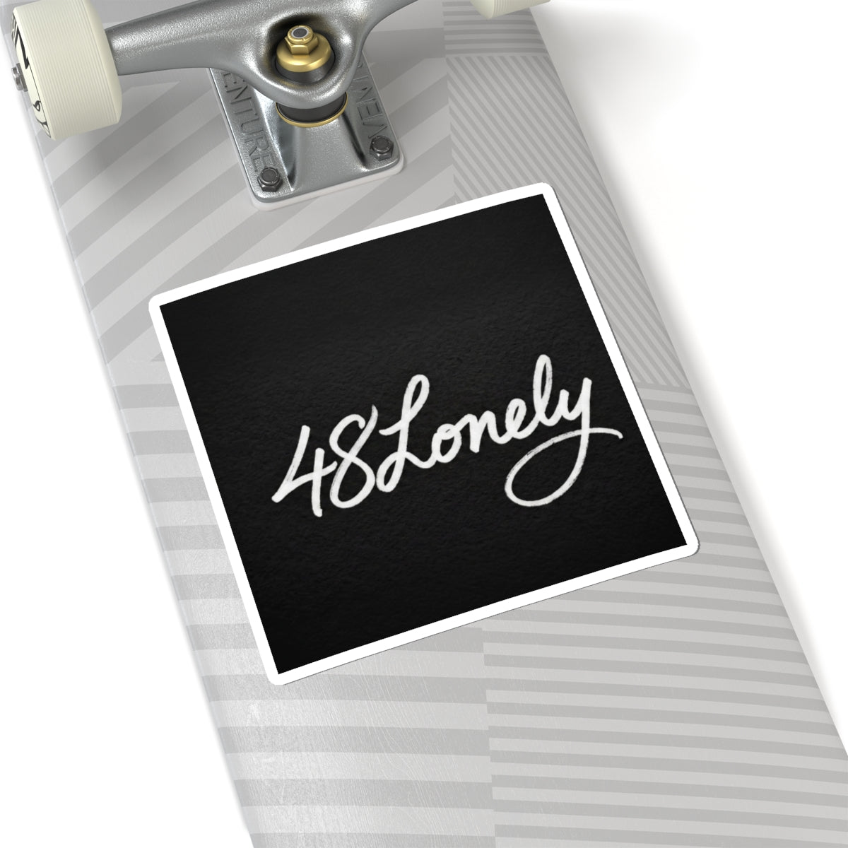 48Lonely Script Kiss-Cut Sticker — Minimal Black White Laptop Decal