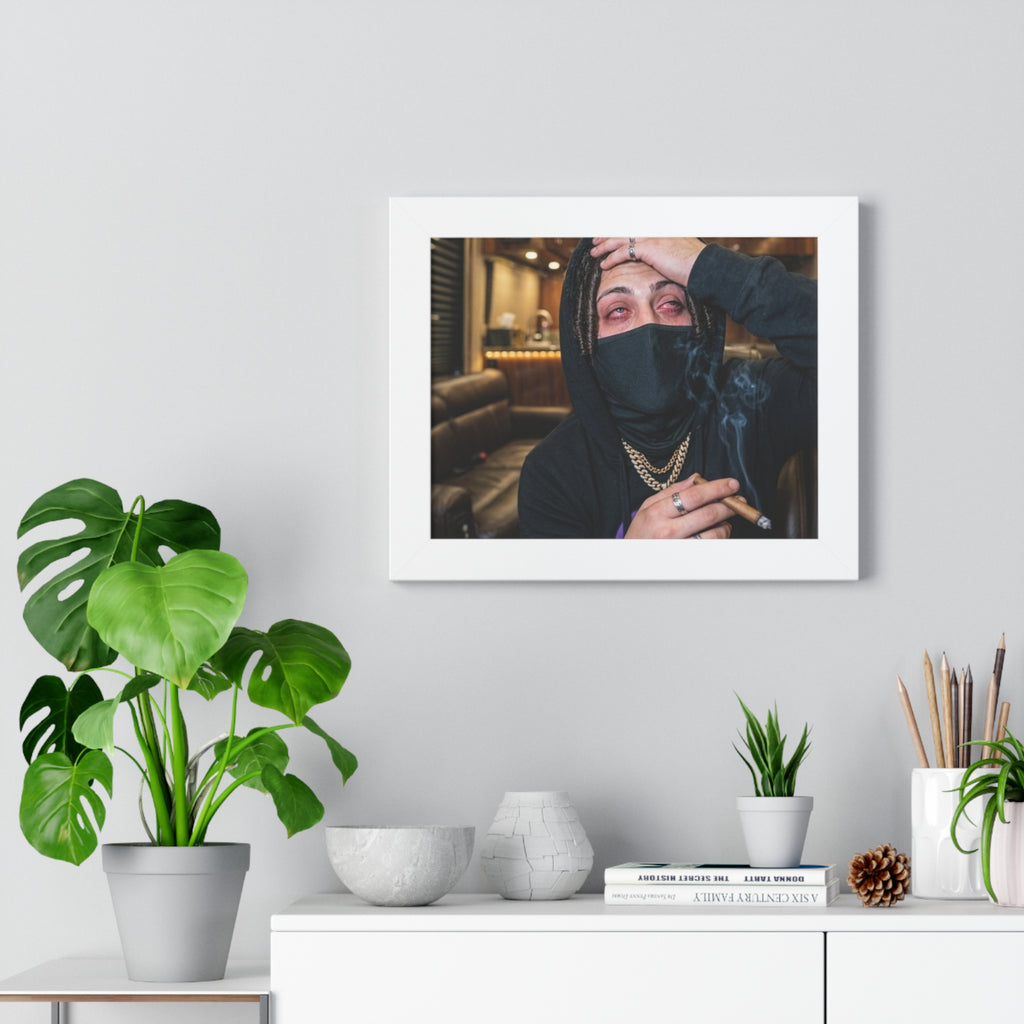 Framed Poster — Edgy Masked Rapper Portrait Wall Art