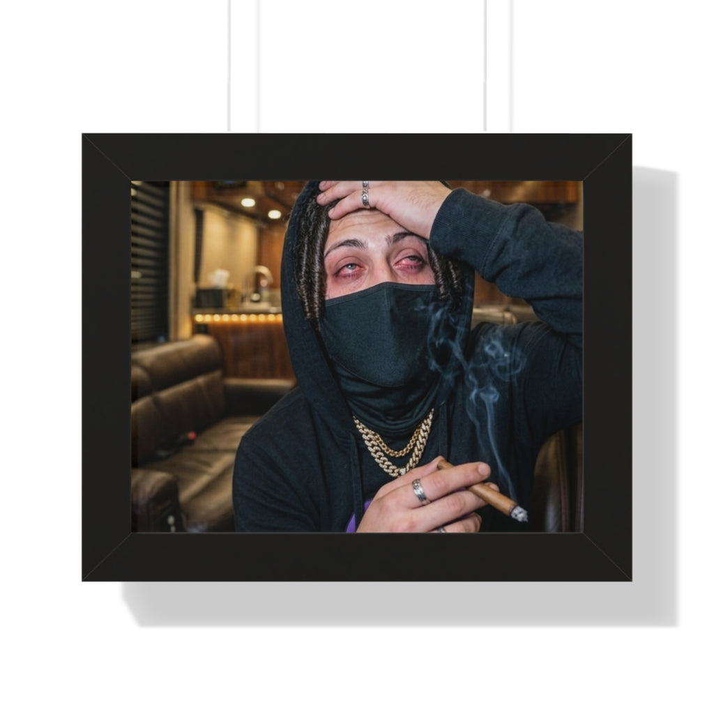 Framed Poster — Edgy Masked Rapper Portrait Wall Art