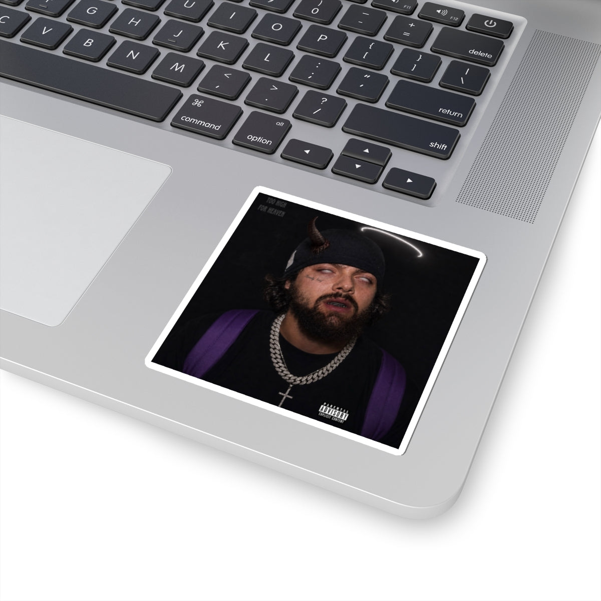 Dark Halo Portrait Sticker — Edgy Music Artist Kiss-Cut Sticker