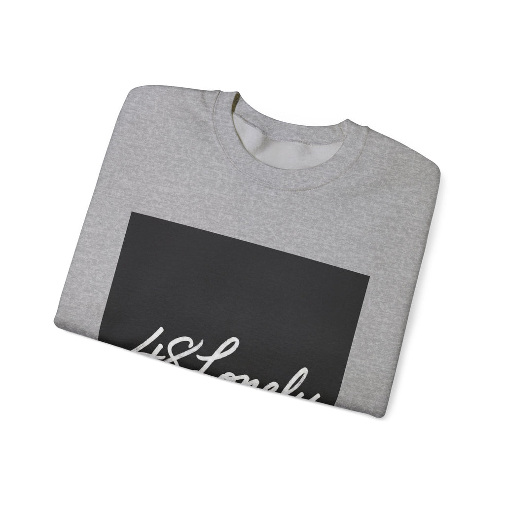 Crewneck Sweatshirt — Minimal '48Lonely' Script Graphic, Monochrome Casual Pullover