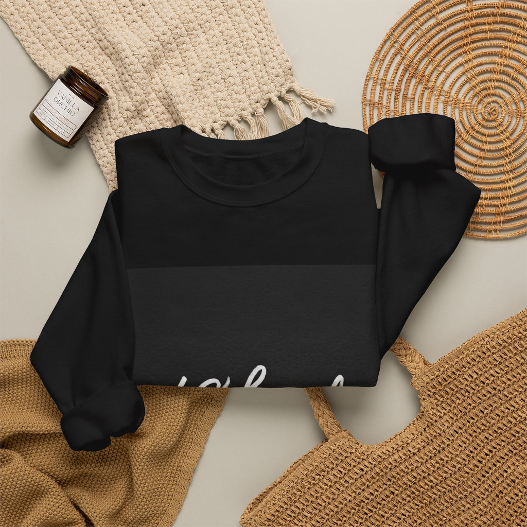 Crewneck Sweatshirt — Minimal '48Lonely' Script Graphic, Monochrome Casual Pullover