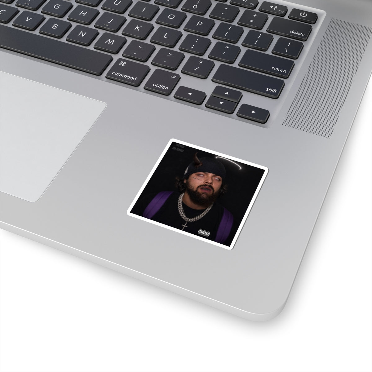 Dark Halo Portrait Sticker — Edgy Music Artist Kiss-Cut Sticker