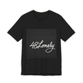48 Lonely Script Tee — Minimal Black Square Graphic T-Shirt