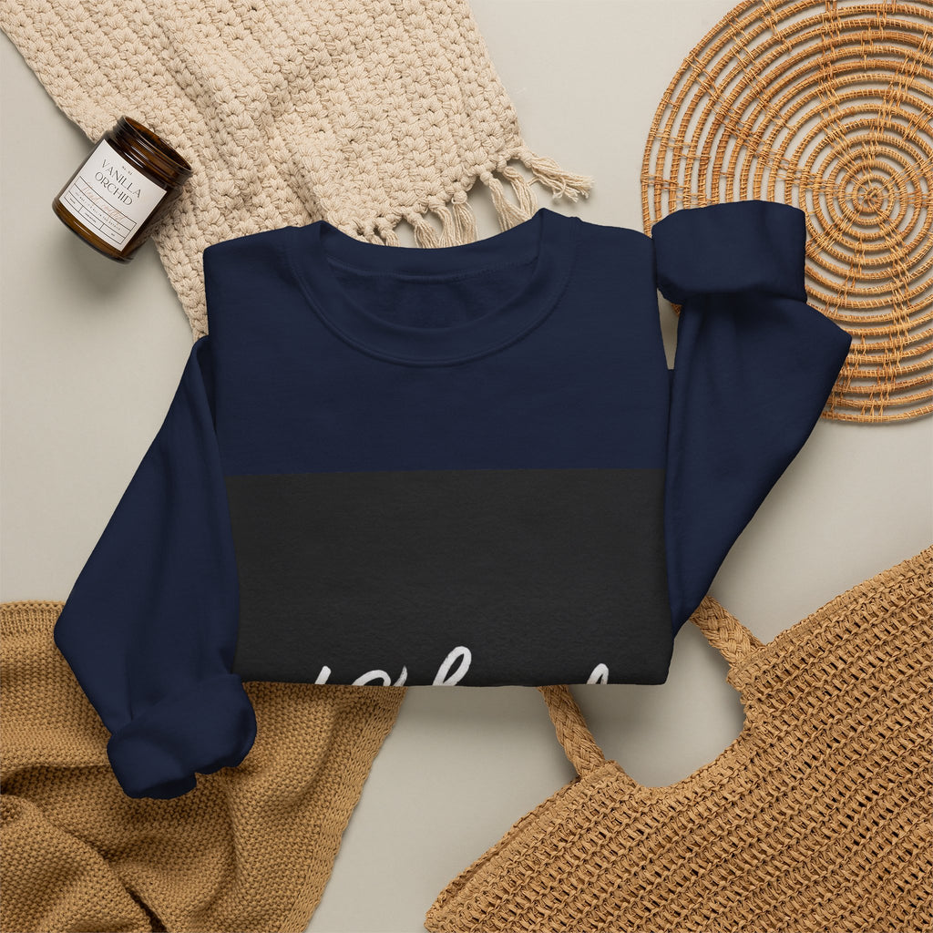 Crewneck Sweatshirt — Minimal '48Lonely' Script Graphic, Monochrome Casual Pullover