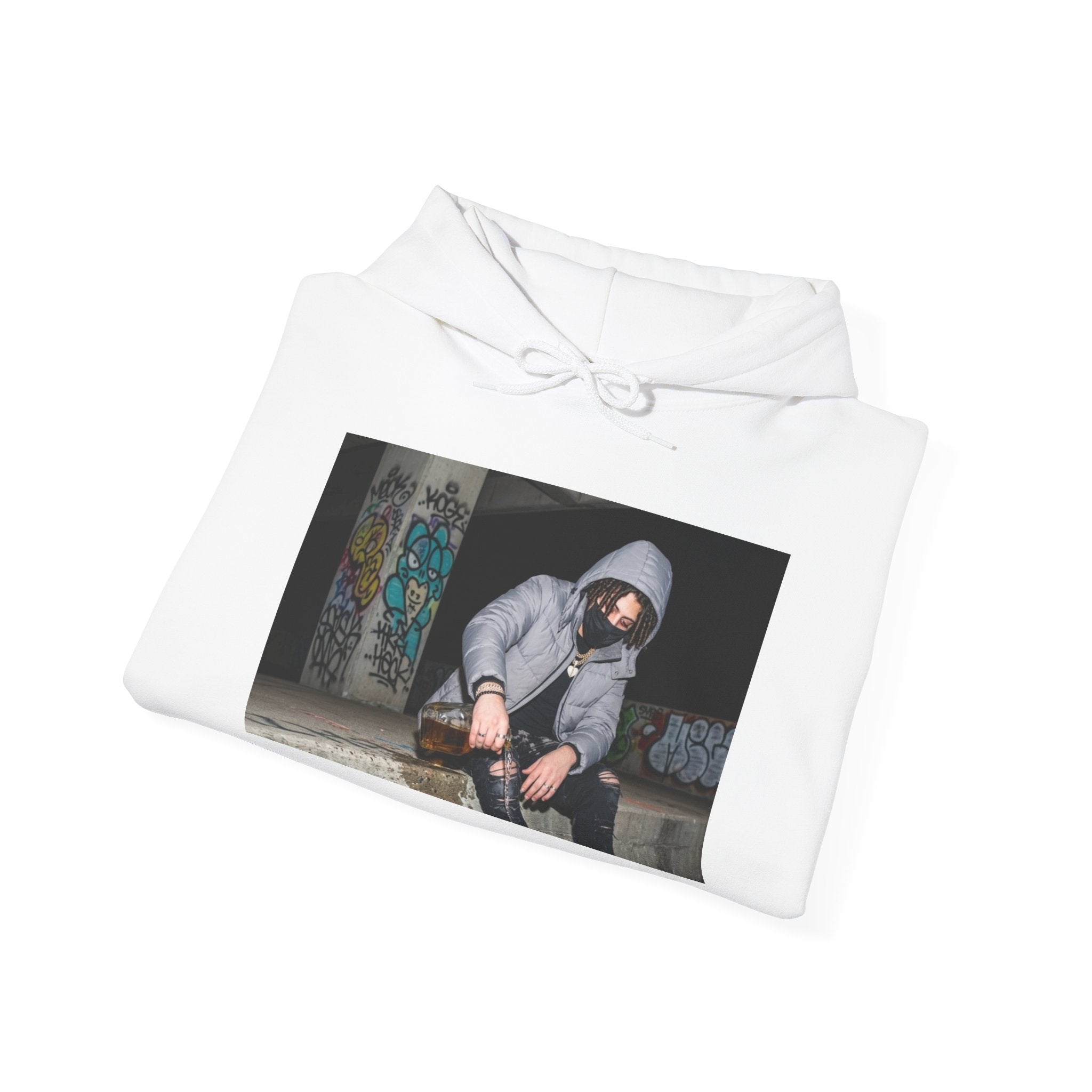 48Lonely Hoodie — Urban Streetwear Hoodie with Photo Print & Sleeve Logo